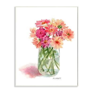 Pink Daisy Watercolor Bouquet In Canning Jar - Image 0