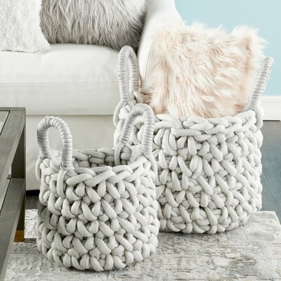 Round Handmade 2 Piece Fabric Basket Set - Image 0