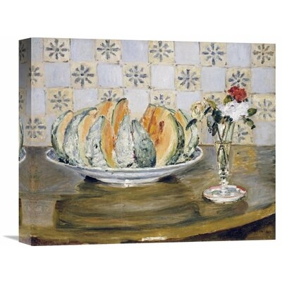 'Still Life of a Melon and a Vase of Flowers' by Pierre-Auguste Renoir Painting Print on Wrapped Canvas - Image 0