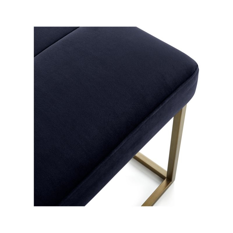 Channel Navy Velvet Bench with Brass Base - Image 2