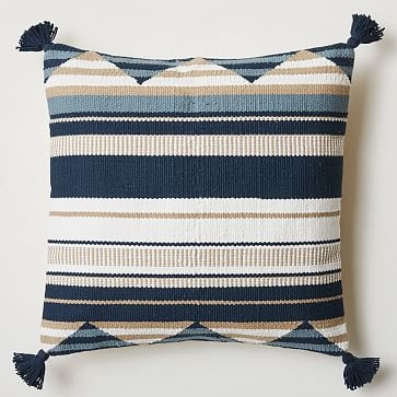 Woven Stripes Pillow Cover, 20"x20", Midnight - Image 0