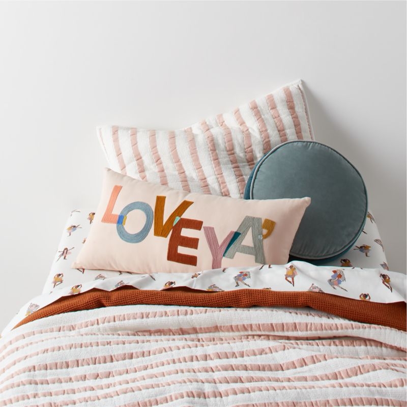 Harriet Round Light Teal Velvet Kids Throw Pillow - Image 1