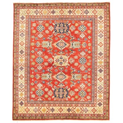 One-of-a-Kind Desiderata Hand-Knotted New Age 7'11" x 9'7" Wool Area Rug in Red/Beige - Image 0