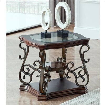 Rendville Glass Top Floor Shelf End Table Set with Storage - Image 0