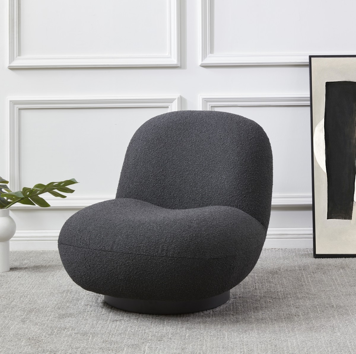 Stevie Boucle Accent Chair - Black - Image 2