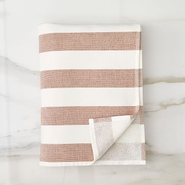 Heather Taylor Home Stripe/Gingham Towels, Nutmeg, Bath Towel - Image 0