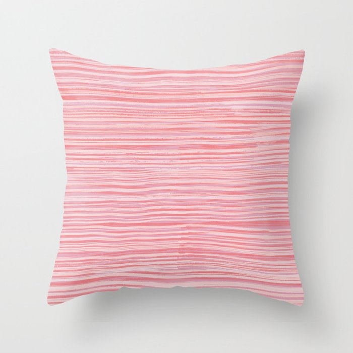 Rake Watercolor In Pink Couch Throw Pillow by Becky Bailey - Cover (24" x 24") with pillow insert - Indoor Pillow - Image 0