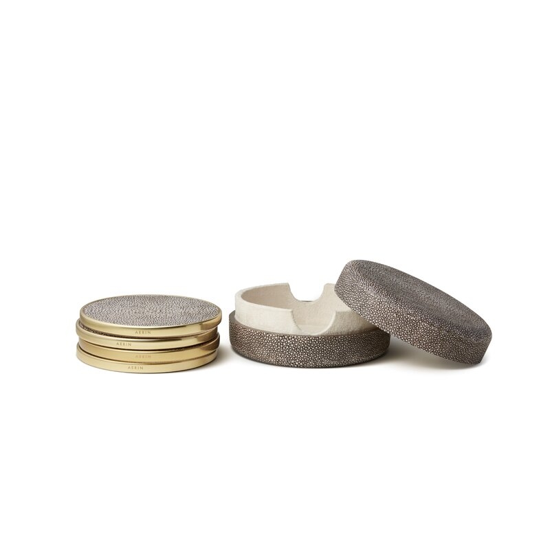 AERIN Coaster Set with Holder Color: Chocolate - Image 0