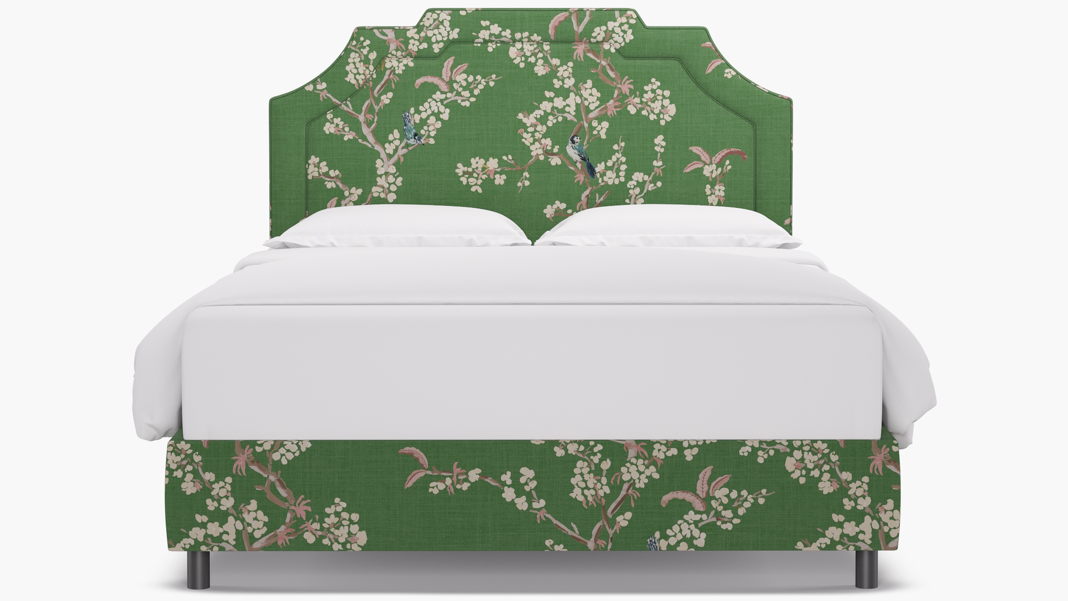 Art Deco Bed, Jade Cherry Blossom, Queen - Image 1