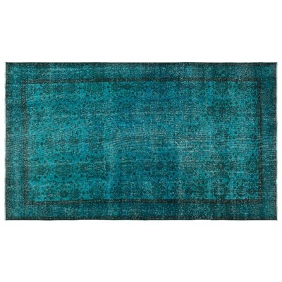 One-of-a-Kind Hand-Knotted 1960s Turkish Turquoise 5'7" x 9'7" Area Rug - Image 0