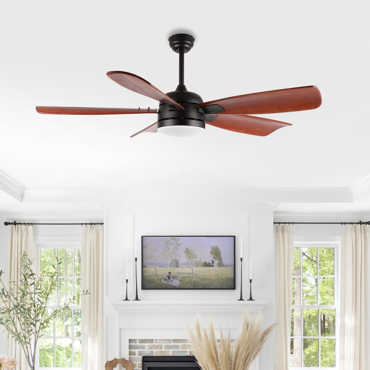 Durden Led Lt 57" Ceiling Fan - Black - Safavieh - Image 2
