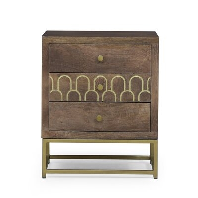 3 - Drawer Solid Wood Nightstand in Brown - Image 0