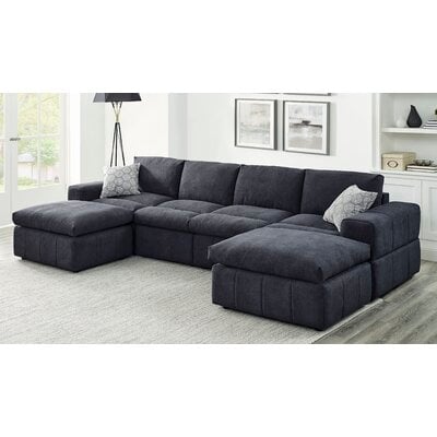6pieces Anchoretta 134" Wide Reversible Modular Sectional with Ottoman - Image 0