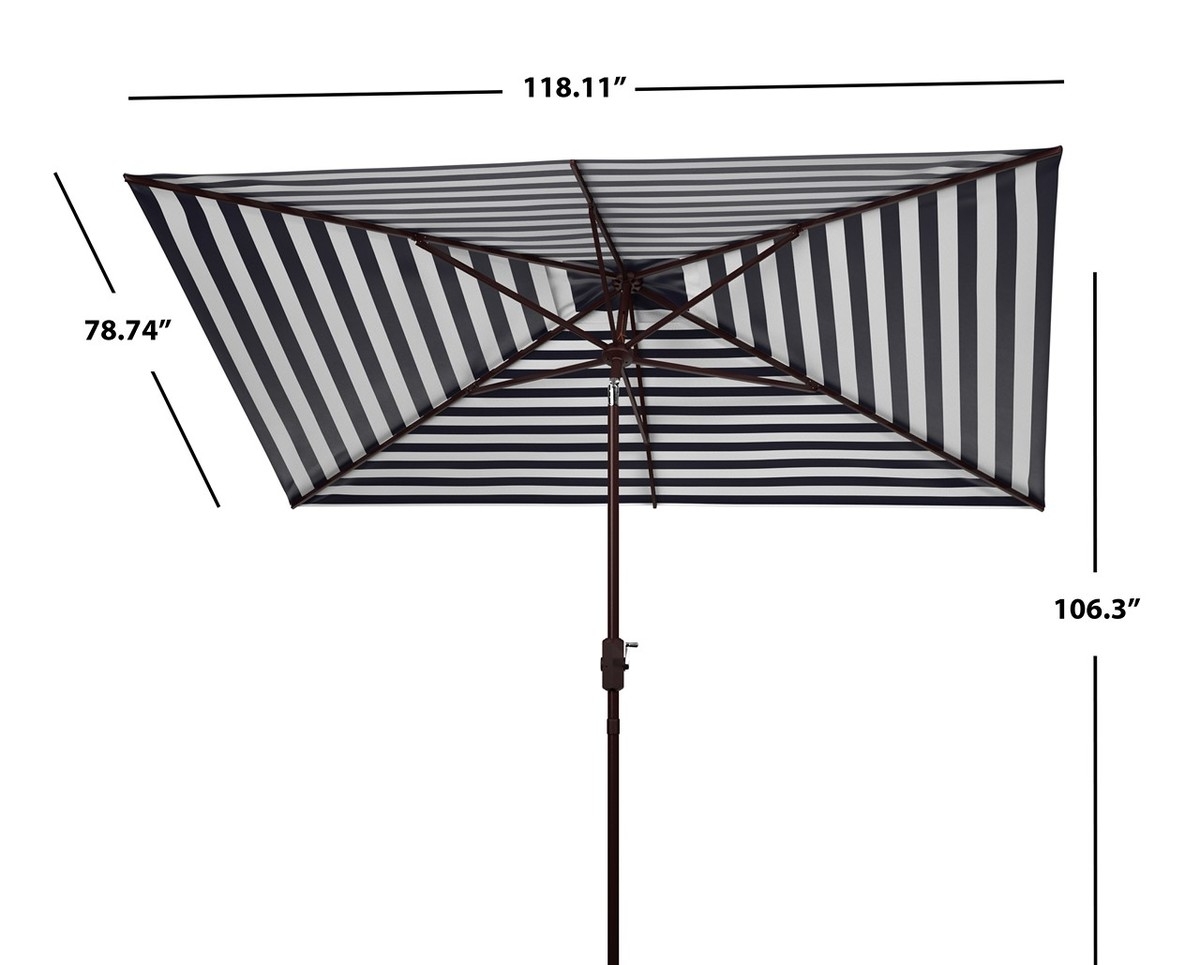 Athens 6.5 x 10 Rectangle Umbrella - Navy/White - Safavieh - Image 5