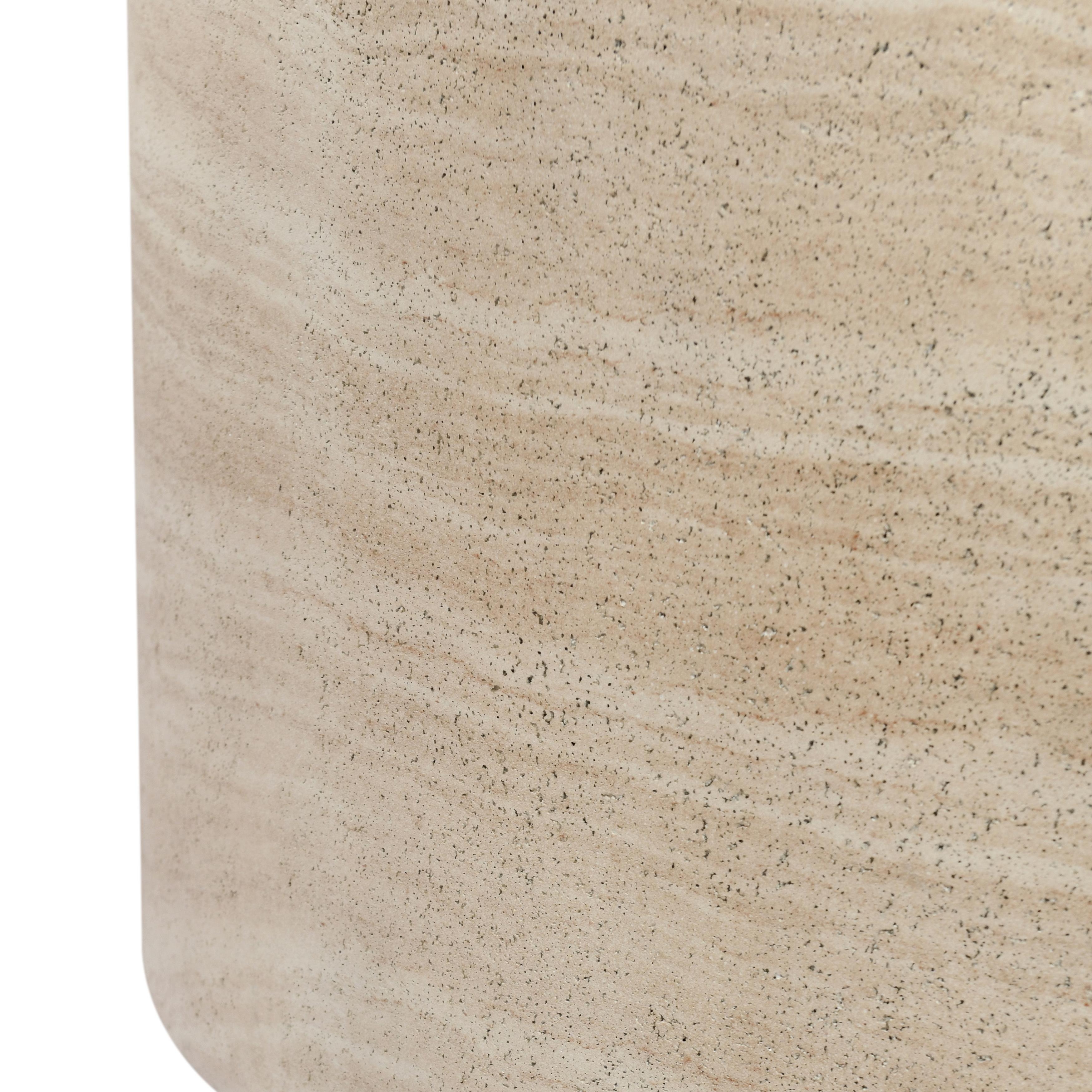 Mckenna Outdoor Concrete 37" Round Coffee Table Travertine - Image 3