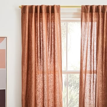 European Flax Linen Curtain, Terracotta Melange, 48"x84" - Image 3