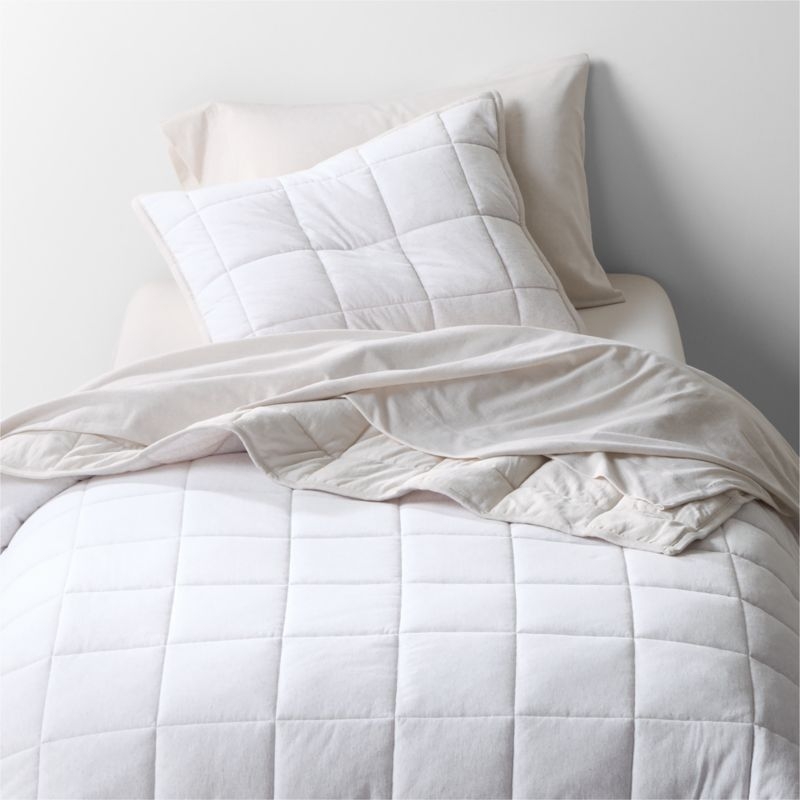 Comfy Tee Organic Cotton Jersey Light Grey Standard Quilted Bed Pillow Sham - Image 2
