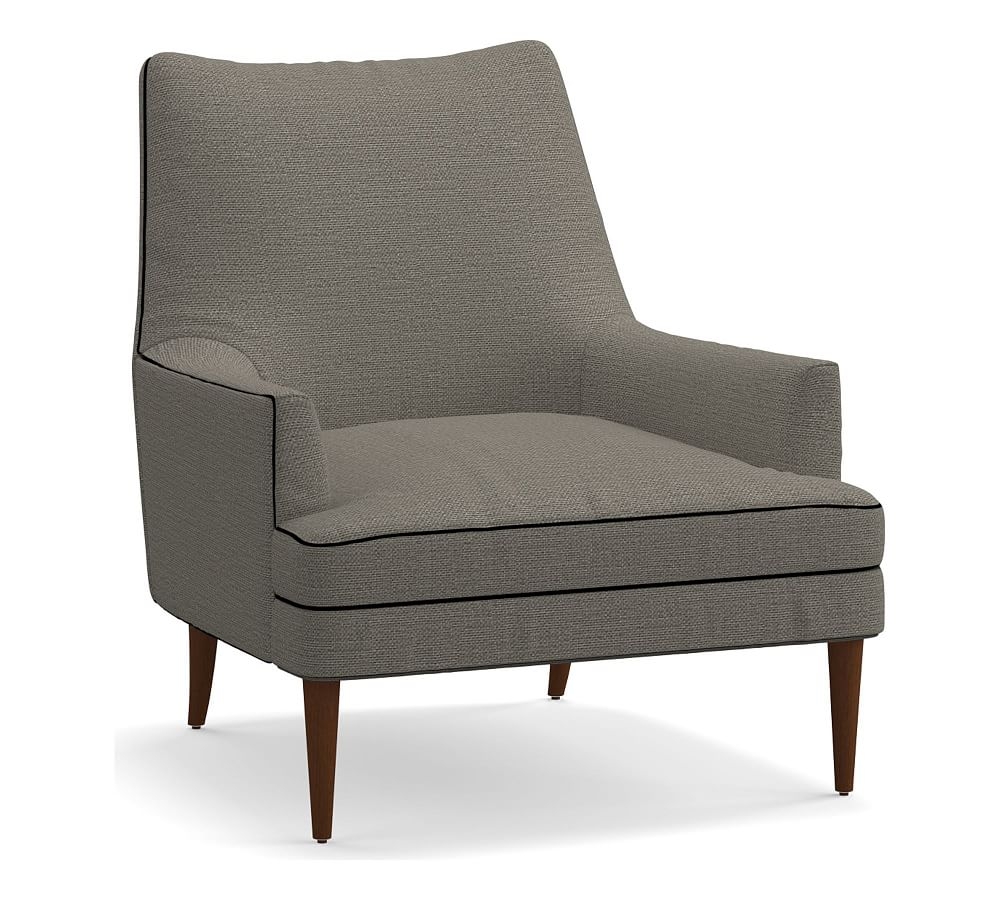 Reyes Upholstered Armchair, Polyester Wrapped Cushions, Chunky Basketweave Metal - Image 0