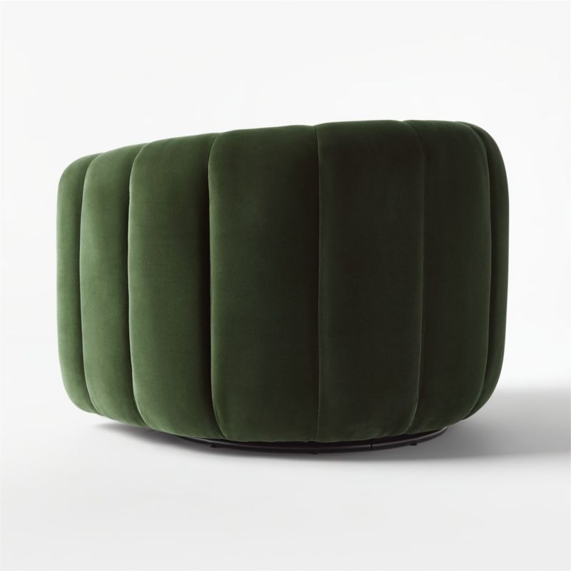 Fitz Channeled Green Velvet Swivel Chair - Image 4