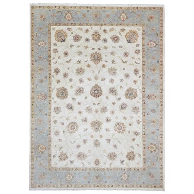 One-of-a-Kind Canipe Hand-Knotted Peshawar Blue/Beige 8' x 12' Wool Area Rug - Image 0