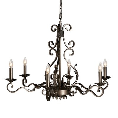 Reims 6 - Light Candle Style Classic Chandelier with Wrought Iron Accent - Image 0