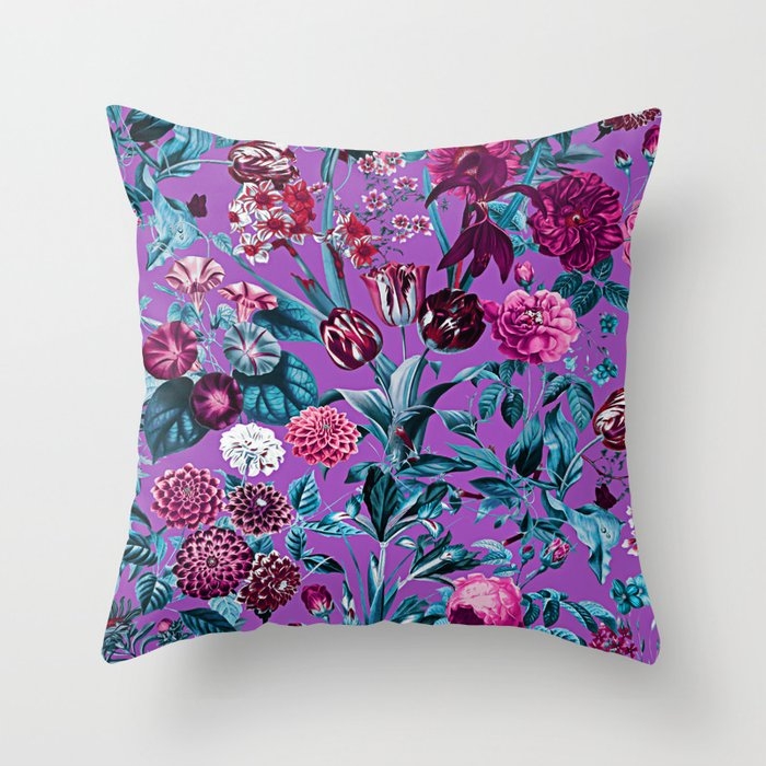 Romantic Floral Pattern Throw Pillow by Burcu Korkmazyurek - Cover (24" x 24") With Pillow Insert - Indoor Pillow - Image 0