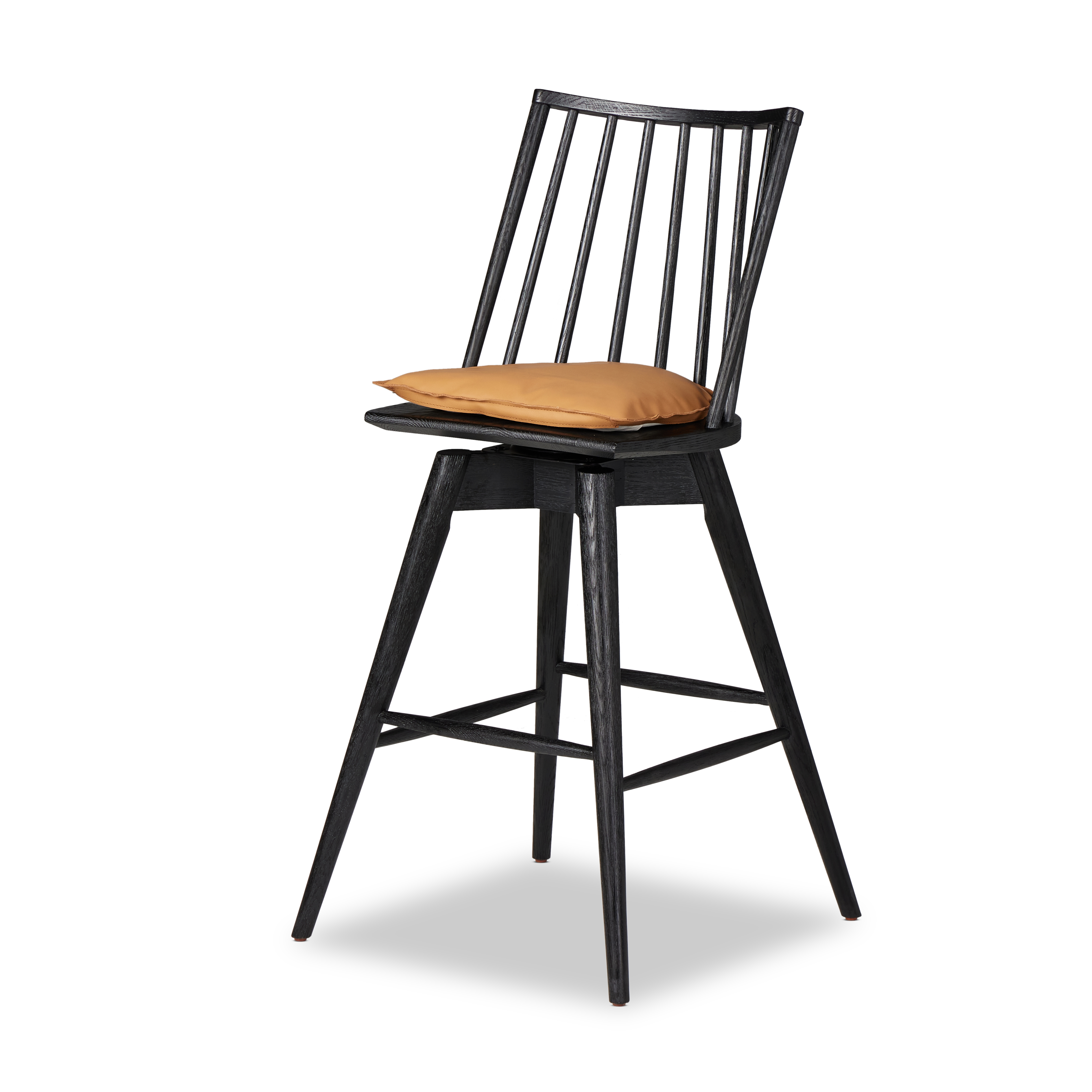 Lewis Swivel Stool W Cushion-Black-Bar - Image 0