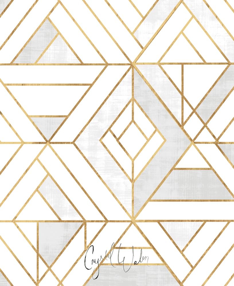 Nola Mod Mosaic - White Gray Gold Art Print by Crystal W Design - Medium - Image 1