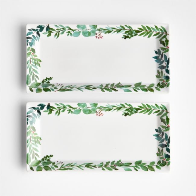 Cambridge Holiday Winter Botanical Stoneware Platters, Set of 2 - Image 0