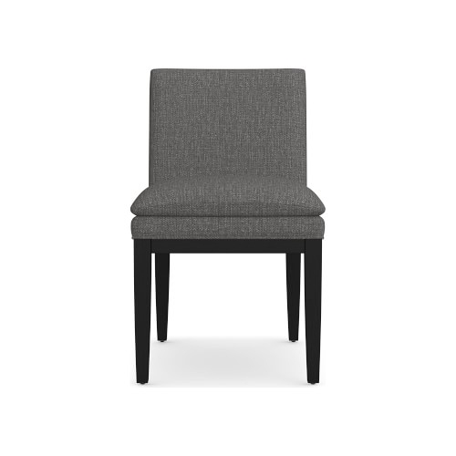 Laguna Side Chair, Standard Cushion, Perennials Performance Melange Weave, Gray, Ebony Leg - Image 0