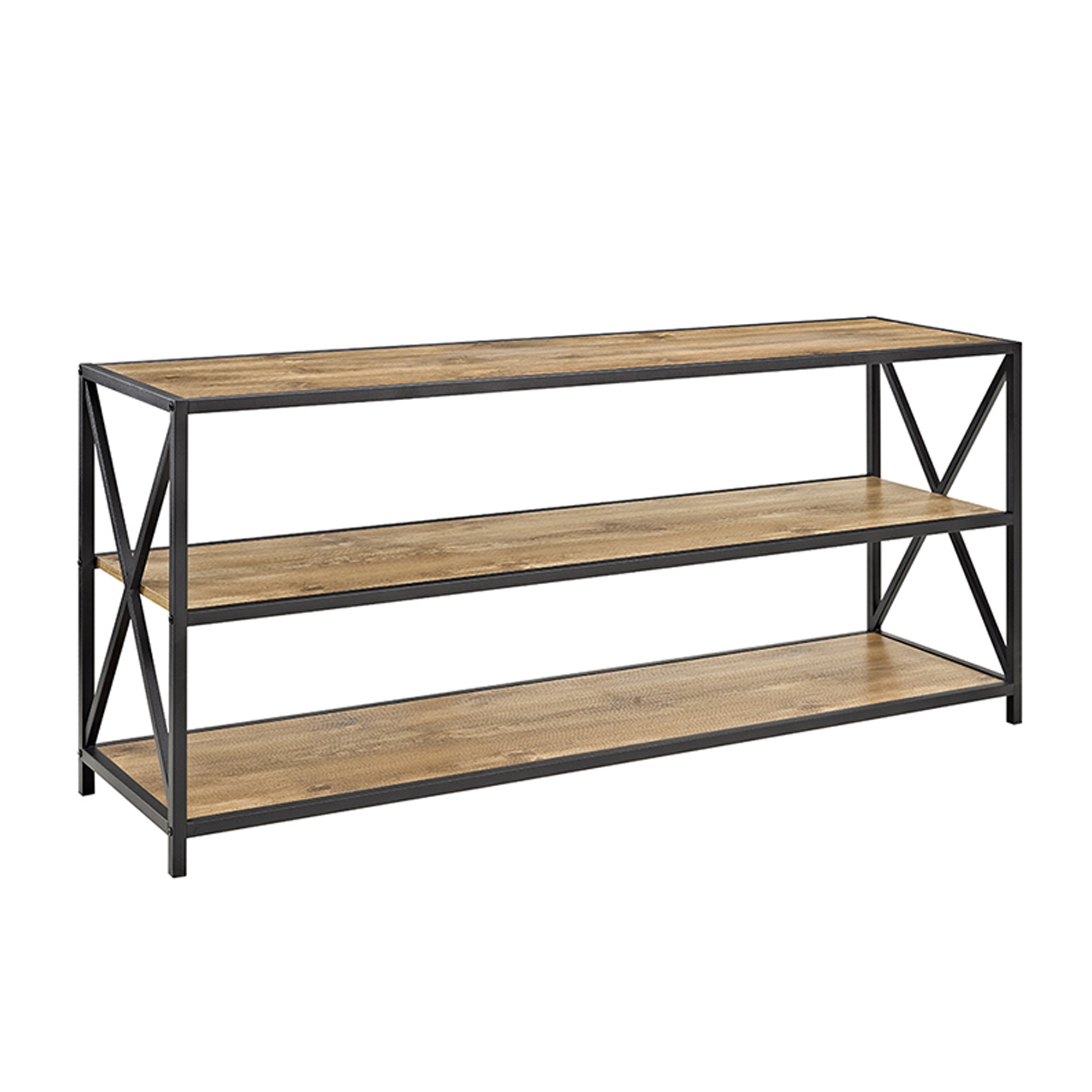X Frame 60" Industrial Bookshelf - Barnwood - Image 0