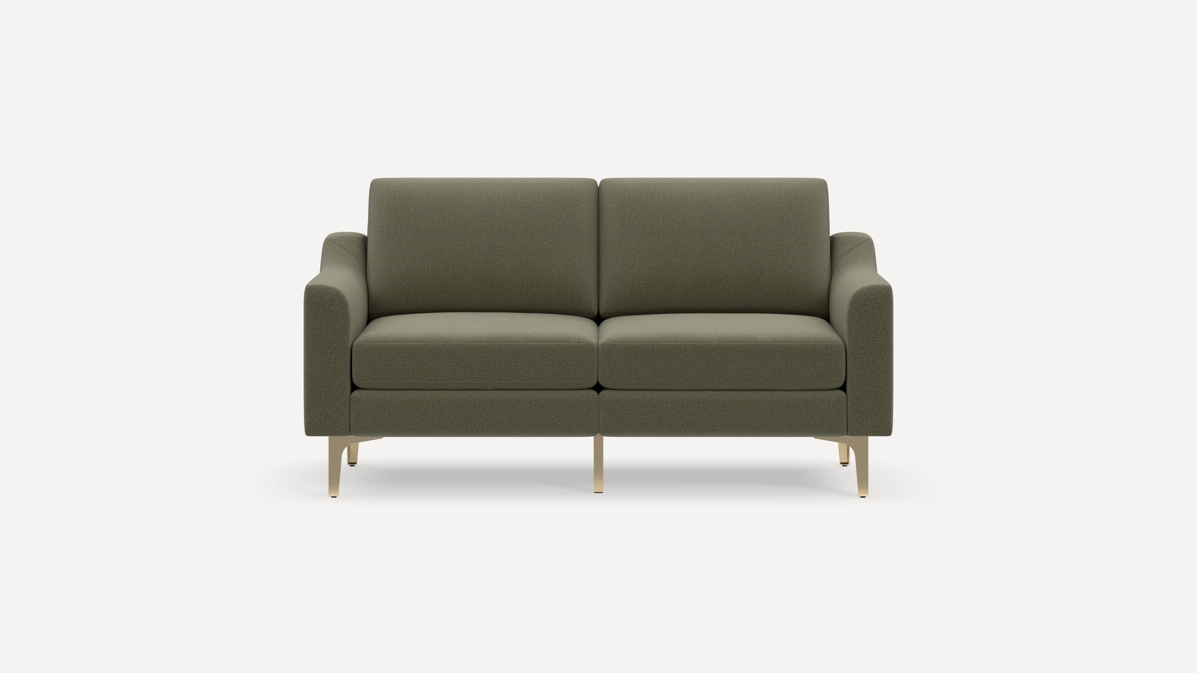 Nomad Loveseat - Moss Green - Performance Flatweave / Brass - Metal / Slope - Image 0