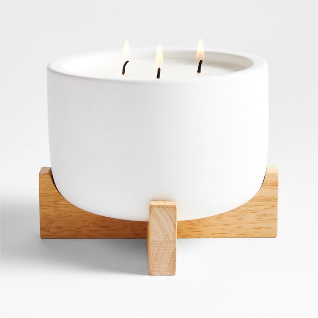 Wilmette 3-Wick Citronella Candle with Wooden Stand - Image 0
