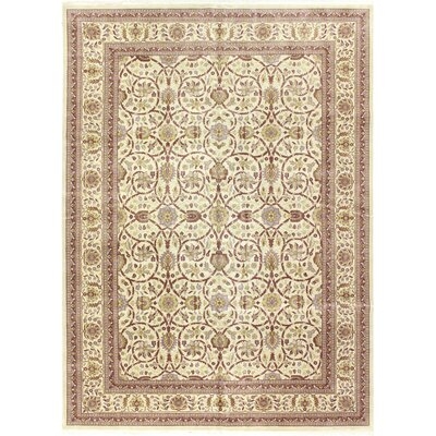 One-of-a-Kind Irish Hand-Knotted 2000s Agra Ivory 10' x 14' Wool Area Rug - Image 0