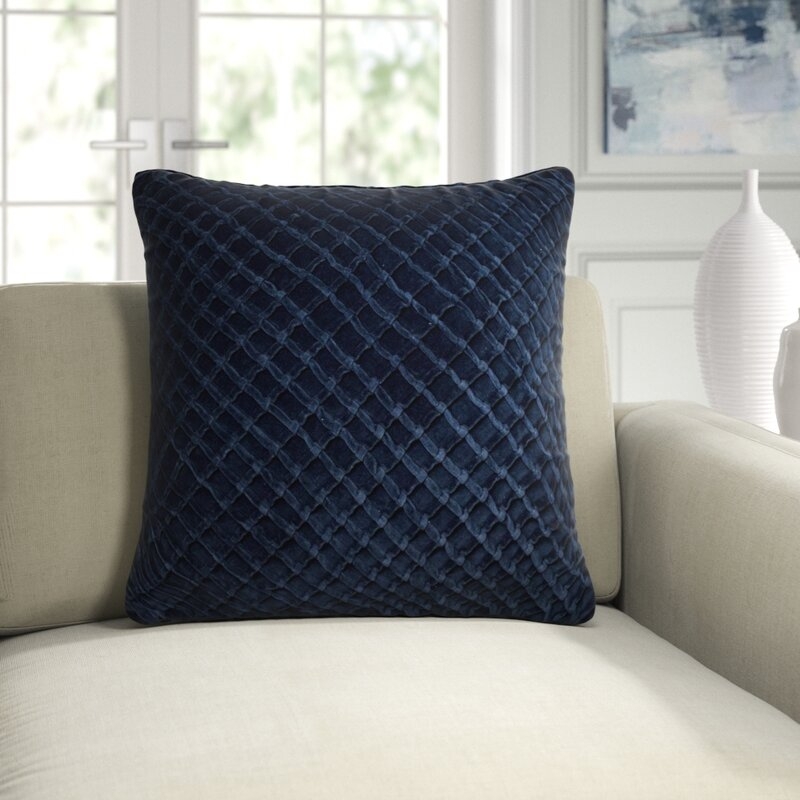 Velvet Throw Pillow Color: Navy - Image 0