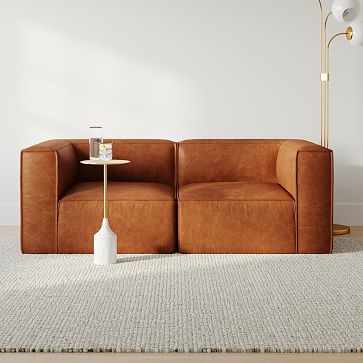 Remi 108" Modular Sofa, Vegan Leather, Saddle - Image 1