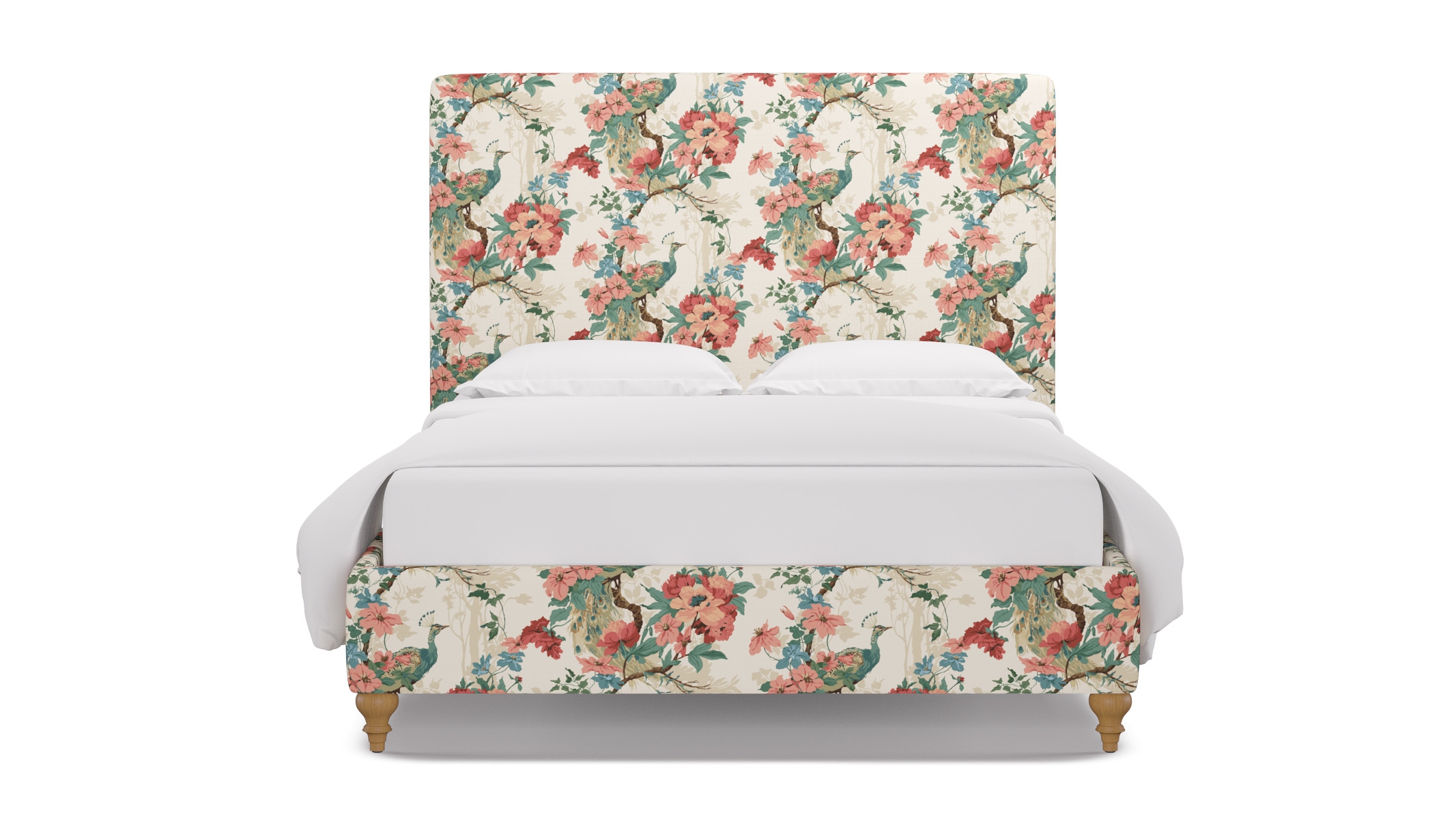 Classic Bed, Rose Peacock Park, Natural Traditional Turned Leg, Queen - Image 0