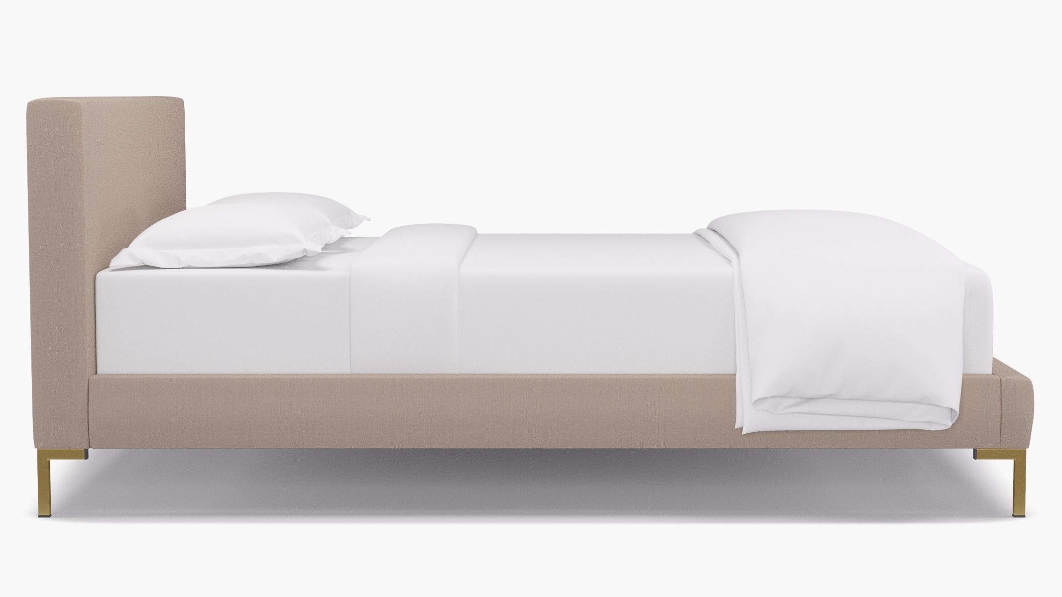 Modern Platform Bed, Husk Everyday Linen, Brass, Queen - Image 2