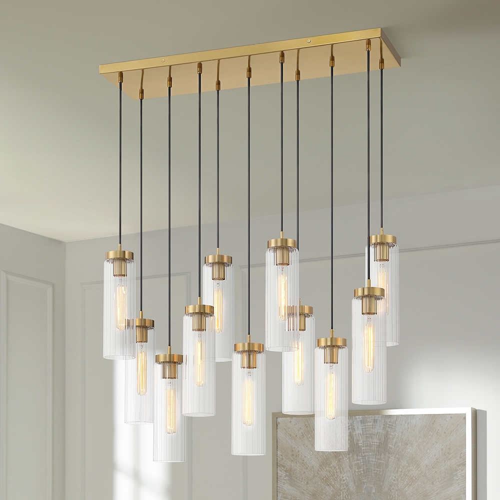 Possini Euro Marika 32" Wide Soft Gold Multi-Light Island Pendant - Image 0