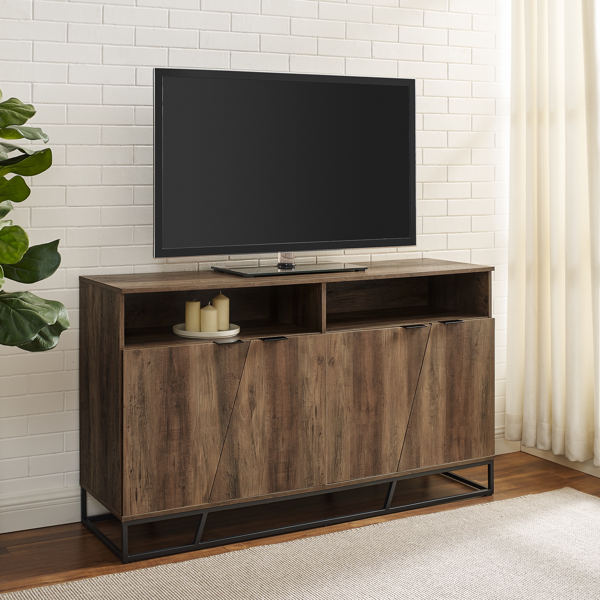 Ian 58" Angled Door Sideboard - Rustic Oak - Image 4