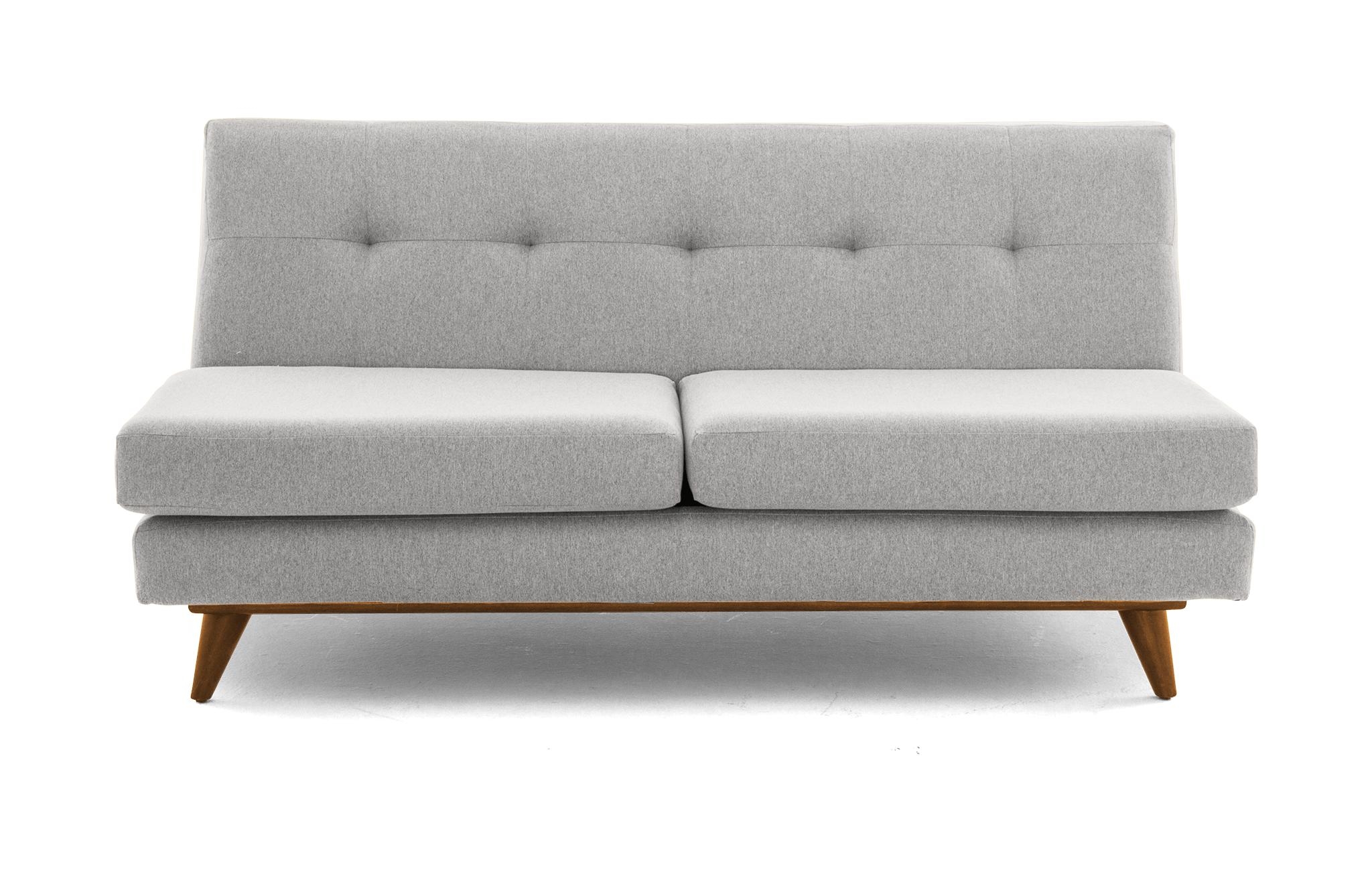 Gray Hughes Mid Century Modern Armless Loveseat - Sunbrella Premier Fog - Mocha - Image 0