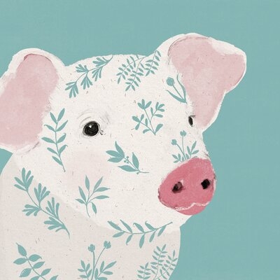 Floral Pig - Wrapped Canvas Print - Image 0