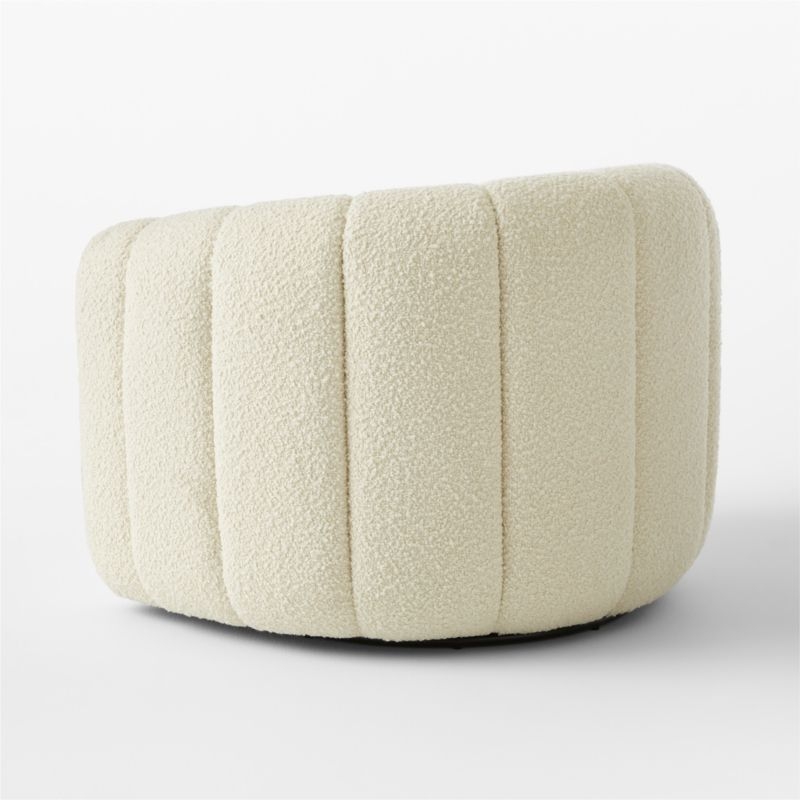 Fitz Channeled White Boucle Swivel Chair - Image 4