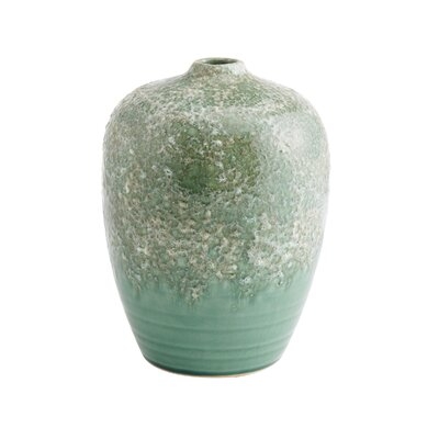 Teal/Green 9.65" Ceramic Table Vase - Image 0