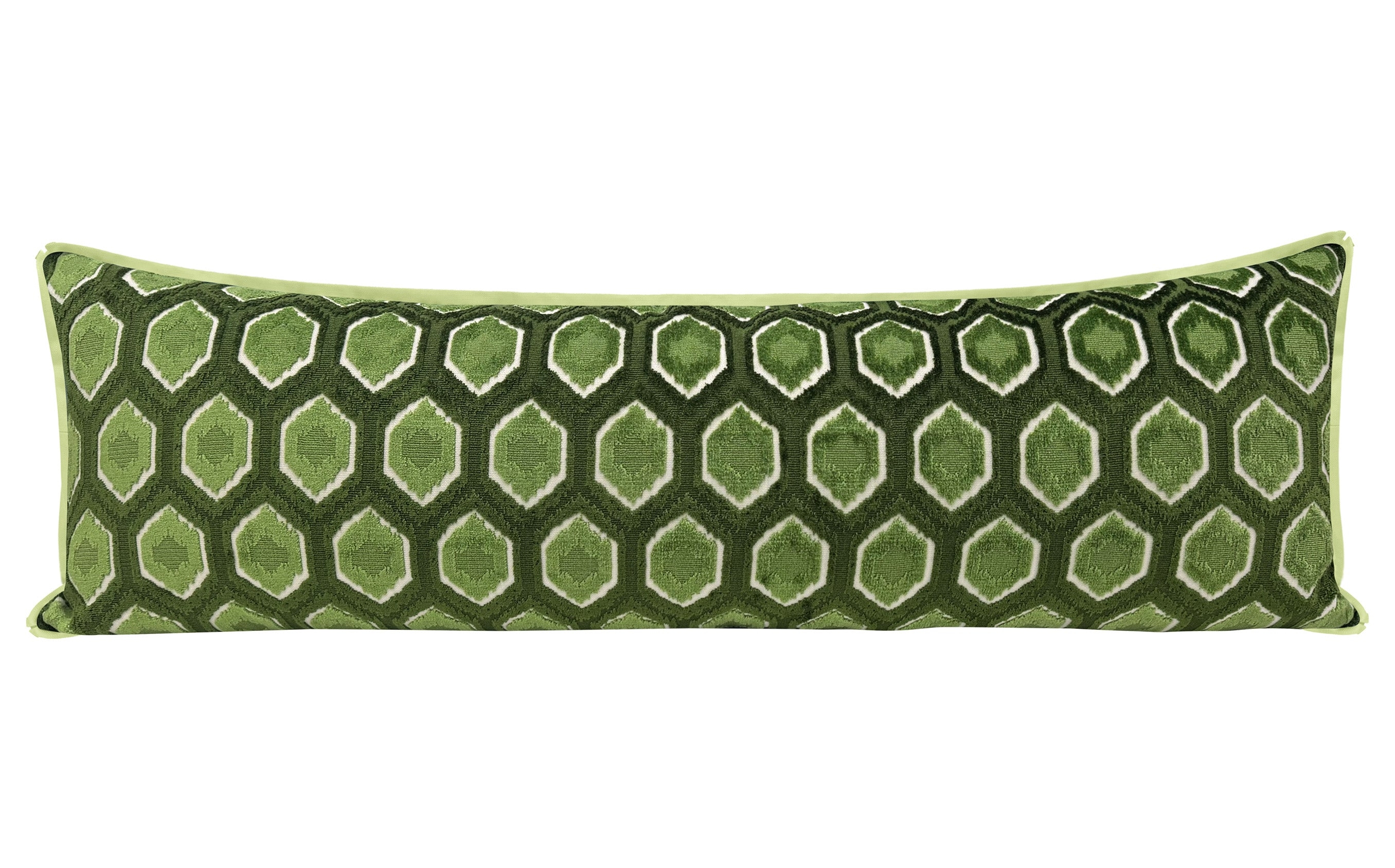 THE XL LUMBAR :: MIA CUT VELVET // OLIVE | LDC - XL LUMBAR 14" X 48" / BUTTERFLY FLANGE / Celadon - Image 1