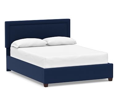 Elliot Square Upholstered Bed, Queen, Performance Everydayvelvet(TM) Navy - Image 0