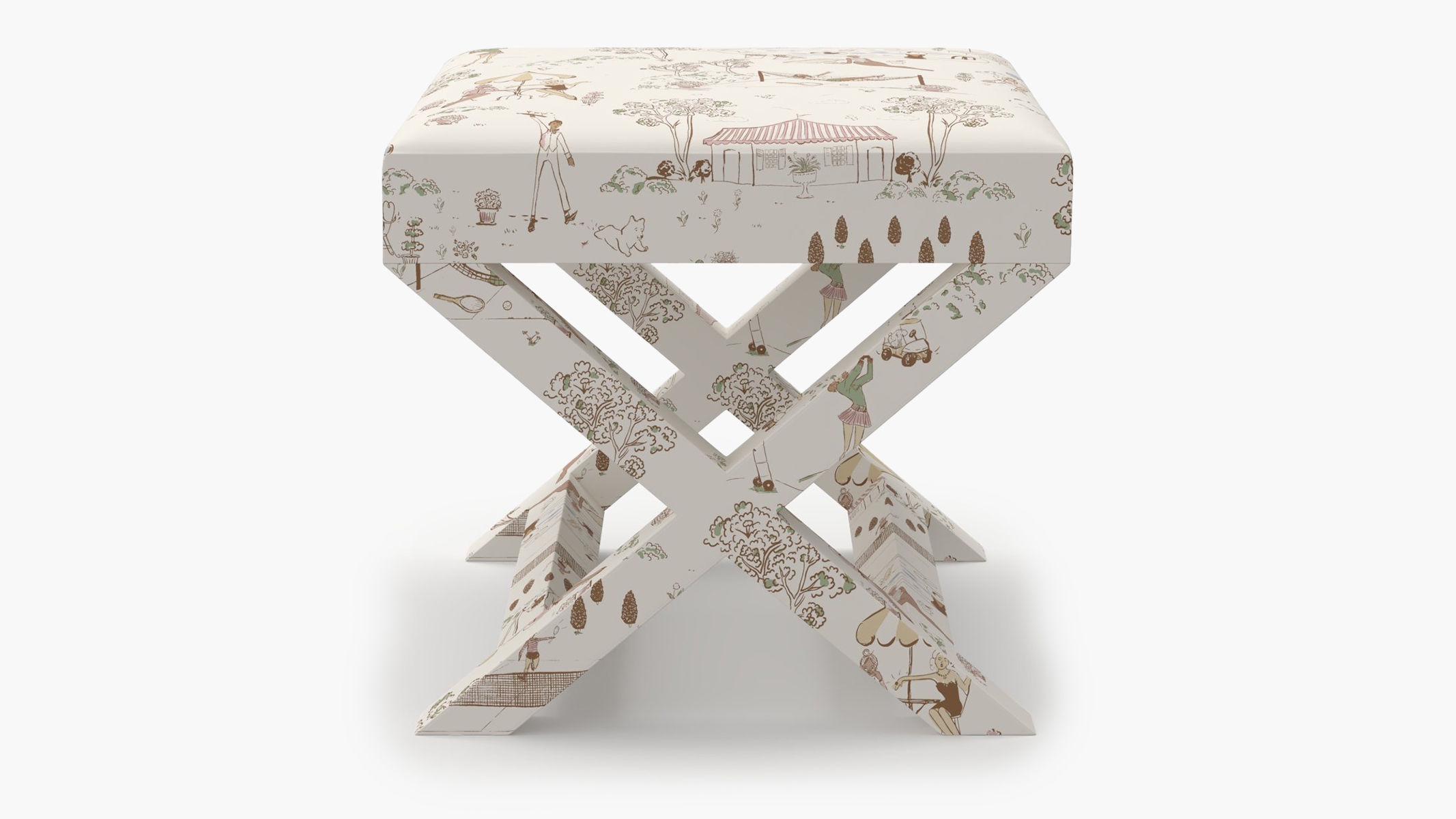 X Bench, Multi Country Club Toile - Image 0
