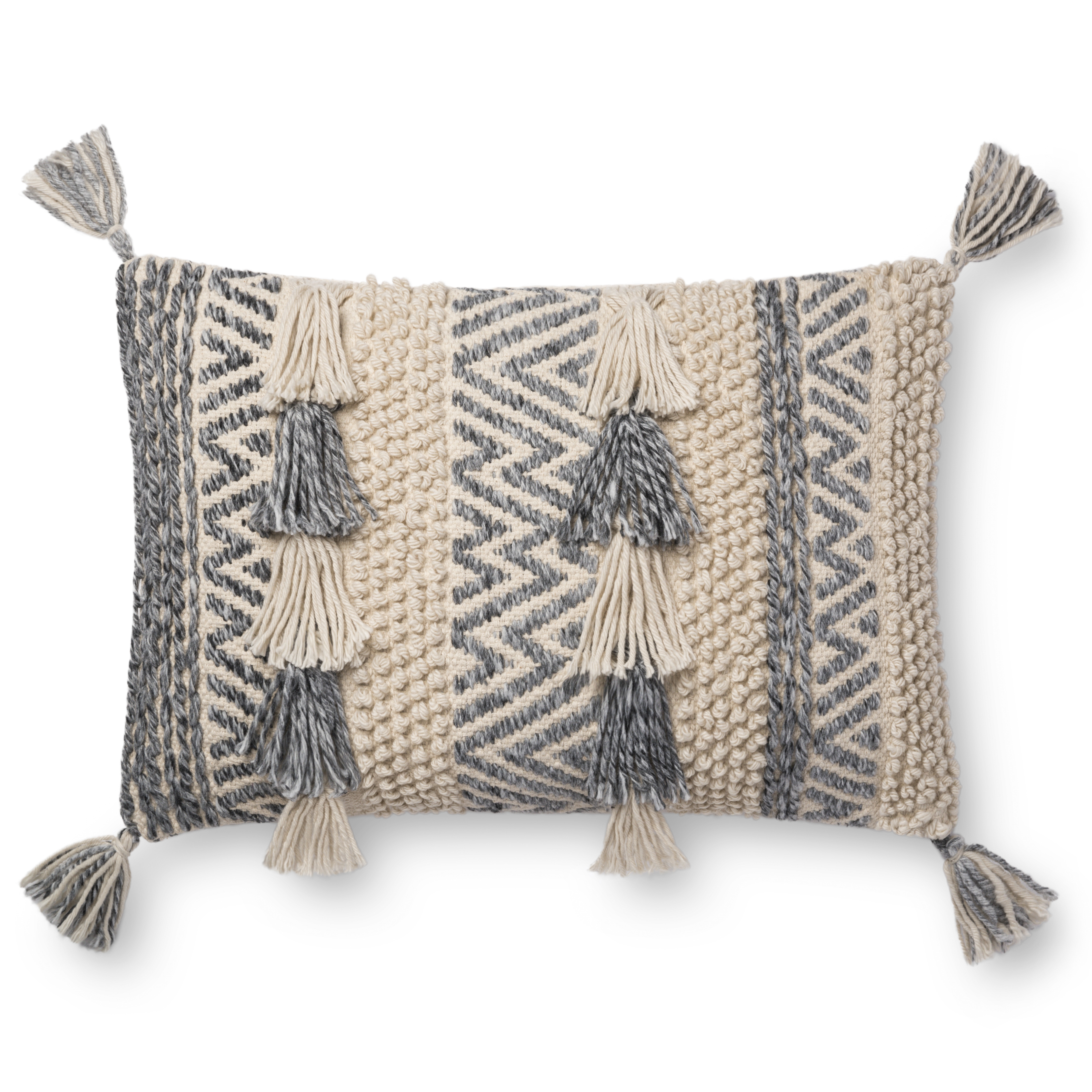 Loloi PILLOWS P0693 Natural / Grey 16" x 26" Cover Only - Image 0