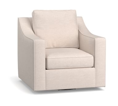 Cameron Slope Arm Upholstered Swivel Armchair, Polyester Wrapped Cushions, Park Weave Oatmeal - Image 1