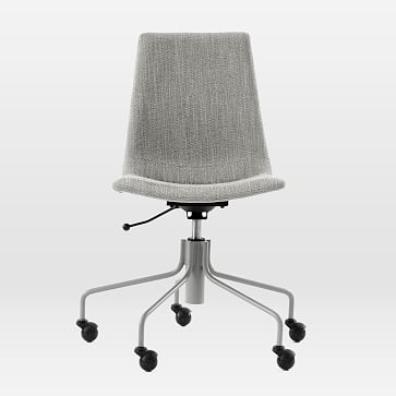 Modern Slope Upholstered Office Chair, Basketslub, Platinum - Image 2